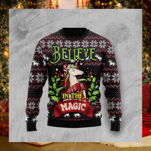 Unicorn Believe In The Magic Christmas Ugly Christmas Sweater