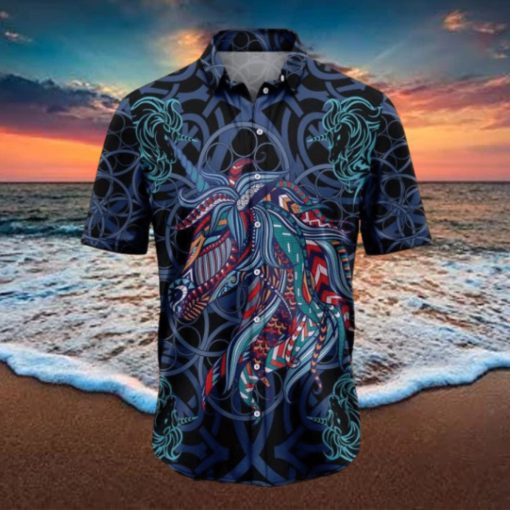 Unicorn Blue Mandala Tropical Hawaiian Shirt Gift For Men And Women