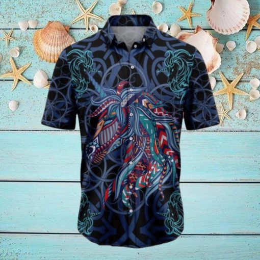 Unicorn Blue Mandala Tropical Hawaiian Shirt Gift For Men And Women