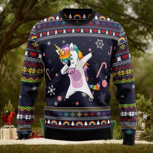 Unicorn Dab Ugly Christmas Sweater Thankgiving Gift Men Women
