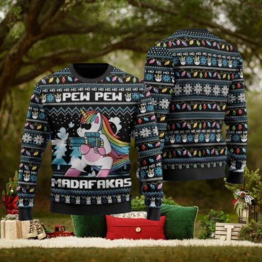 Unicorn Pew Pew Madafakas Ugly Christmas Sweater