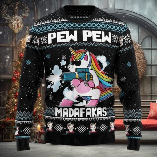 Unicorn Pew Pew Ugly Christmas Sweater