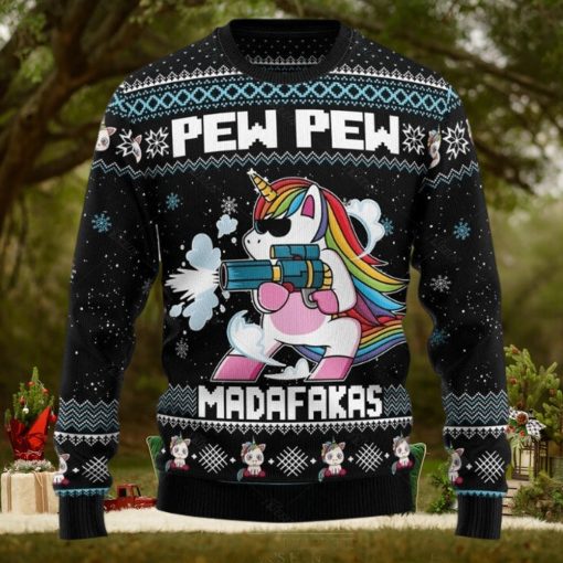 Unicorn Pew Pew Ugly Christmas Sweater