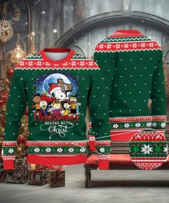 Unique Christmas Begins With Christ Peanuts Friends And Snoopy Sweater
