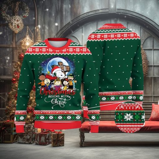 Unique Christmas Begins With Christ Peanuts Friends And Snoopy Sweater
