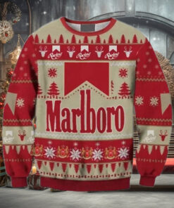 Unisex Marlboro Print Party Ugly Christmas Sweater