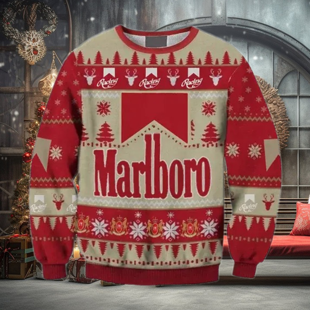 Unisex Marlboro Print Party Ugly Christmas Sweater Unisex Marlboro Print Party Ugly Christmas Sweater