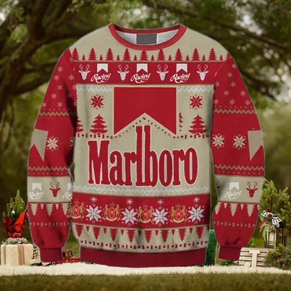 Unisex Marlboro Print Party Ugly Christmas Sweater Unisex Marlboro Print Party Ugly Christmas Sweater
