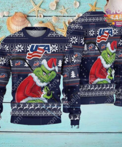 United States Ice Hockey Team Grinch Hockey Stick Ugly Christmas Sweater