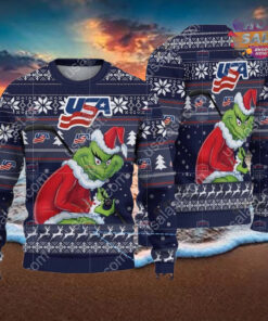 United States Ice Hockey Team Grinch Hockey Stick Ugly Christmas Sweater