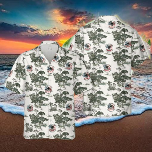 United States Retired CPO Skull Crossbones Chief Petty Officer with Distressed American Flag Hawaiian Shirt