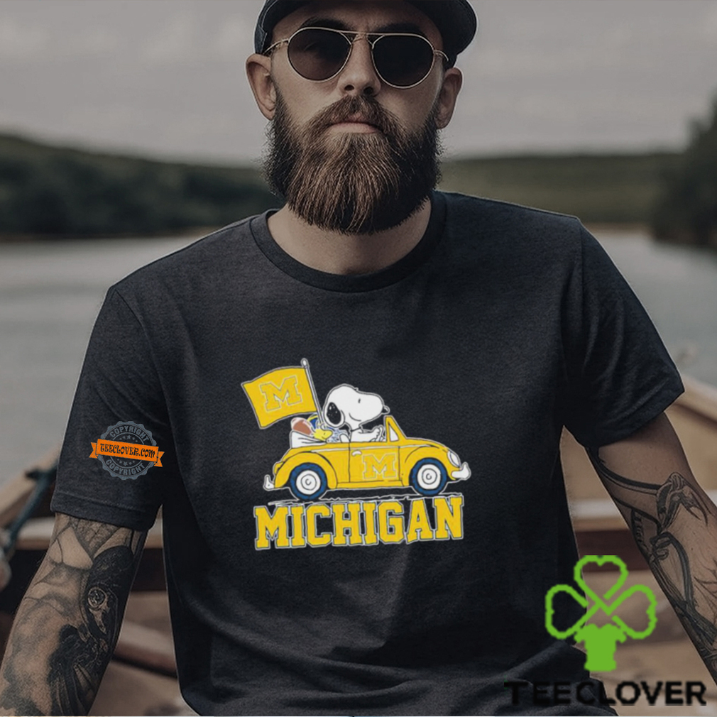 University Of Michigan Peanuts Snoopy And Woodstock On Car Shirt University Of Michigan Peanuts Snoopy And Woodstock On Car Shirt