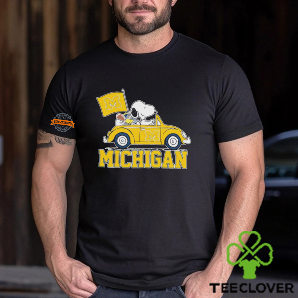 University Of Michigan Peanuts Snoopy And Woodstock On Car Shirt University Of Michigan Peanuts Snoopy And Woodstock On Car Shirt