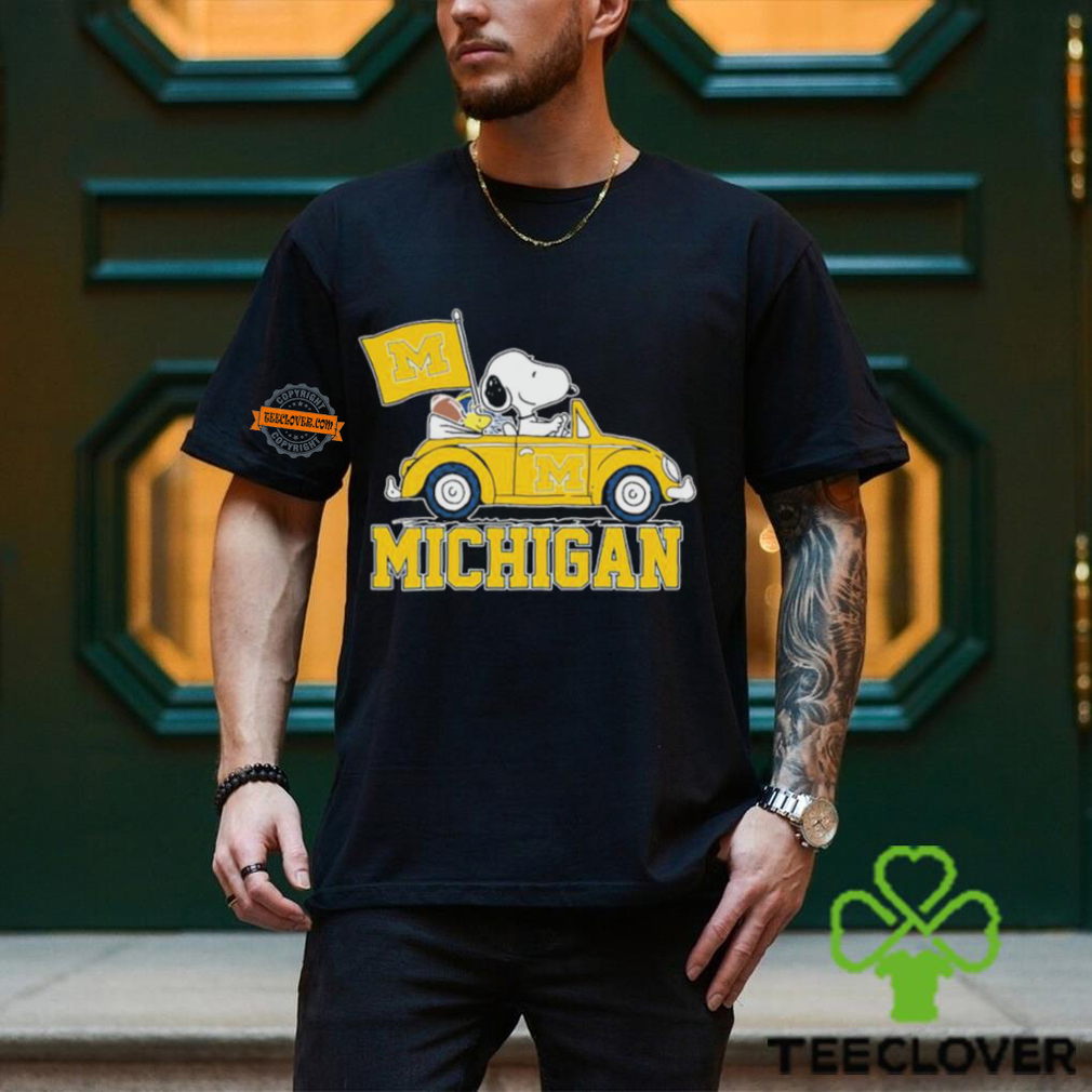 University Of Michigan Peanuts Snoopy And Woodstock On Car Shirt University Of Michigan Peanuts Snoopy And Woodstock On Car Shirt