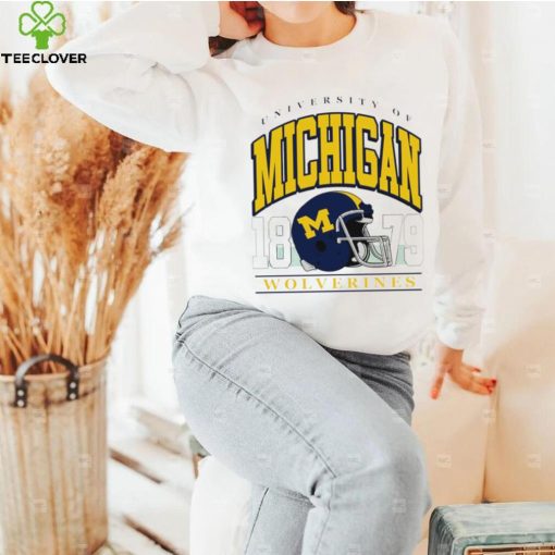 University of Michigan Wolverines est 1879 helmet retro hoodie, sweater, longsleeve, shirt v-neck, t-shirt