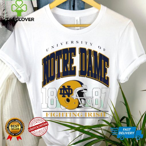 University of Notre Dame Fighting Irish est 1887 helmet retro hoodie, sweater, longsleeve, shirt v-neck, t-shirt