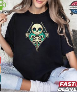 Unzipped halloween skeleton 3d reveal kid skeleton costume shirt