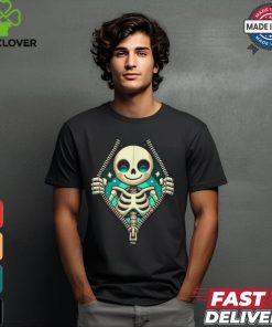 Unzipped halloween skeleton 3d reveal kid skeleton costume shirt