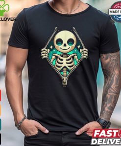 Unzipped halloween skeleton 3d reveal kid skeleton costume shirt