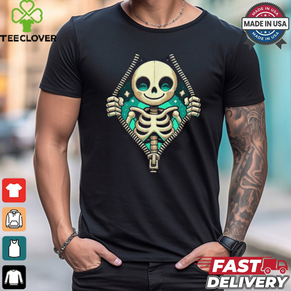 Unzipped halloween skeleton 3d reveal kid skeleton costume shirt Unzipped halloween skeleton 3d reveal kid skeleton costume shirt