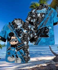 Carolina Panthers Mickey Mouse Floral Short Sleeve Hawaii Shirt,