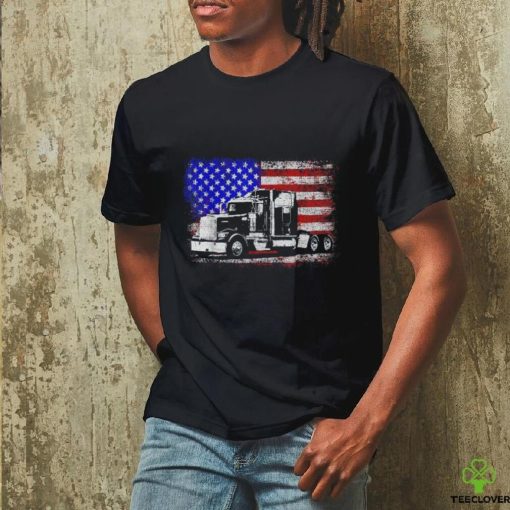 Us American Flag Semi Truck Driver 18 Wheeler Trucker Shirt