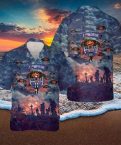 Us Army Paratroopers With The 82nd Airborne Division Parachute Halloween Hawaiian Shirt