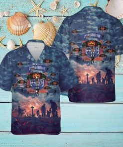 Us Army Paratroopers With The 82nd Airborne Division Parachute Halloween Hawaiian Shirt