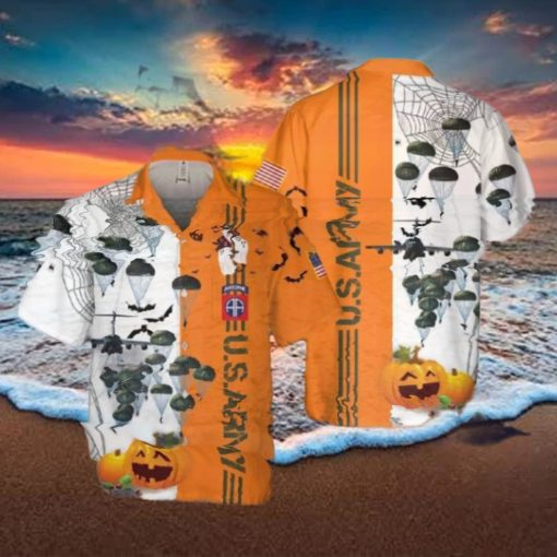 Us Army Paratroopers With The 82nd Airborne Division Parachute Halloween Pocket Hawaiian Shirt