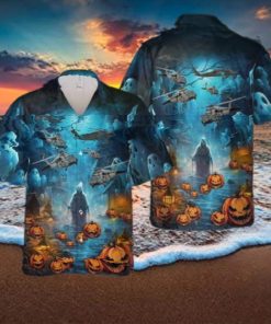 Us Army Sikorsky Uh 60 Black Hawk Halloween Hawaiian Shirt