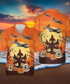 Us Marine Fighter Attack Squadron 323 (vmfa 323) “death Rattlers” Fa 18c Hornet Halloween Hawaiian Shirt