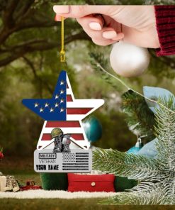 Us Veteran Personalized 2 Layer Wood Ornament