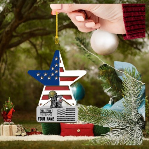 Us Veteran Personalized 2 Layer Wood Ornament