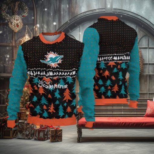 Miami Dolphins Christmas Pattern Ugly Christmas Sweater Freezing AOP Gift For Fans