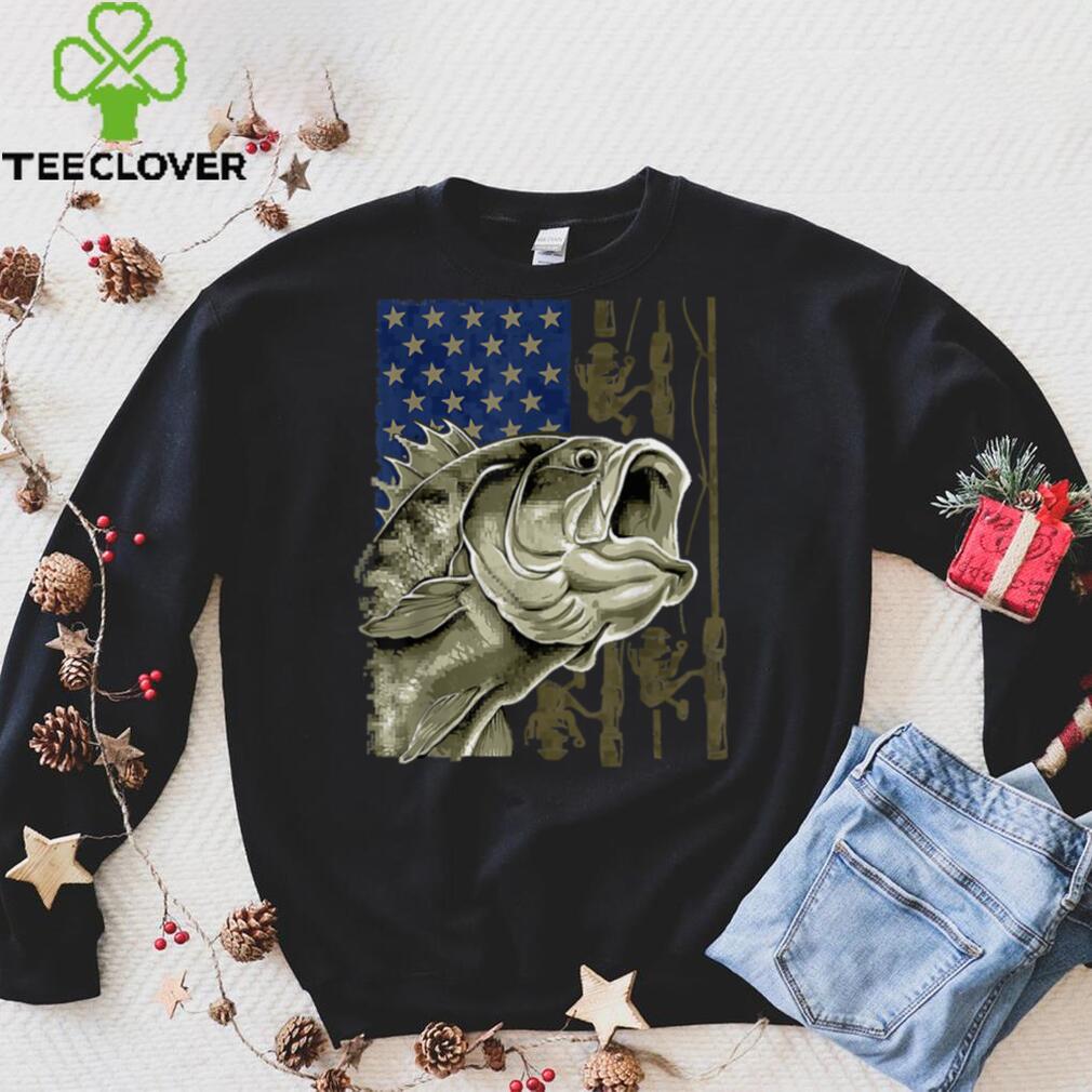 Usa Bass Fishing American Camo Flag T Shirt