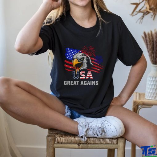 Usa Great Again 4th Of July Bald Eagle American Flag Shirt