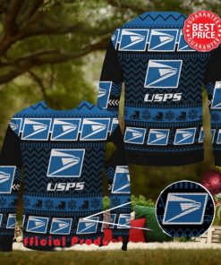 Usps Black Design Many Logo Snowflake Ugly Christmas Sweater