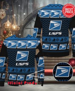 Usps Black Design Many Logo Snowflake Ugly Christmas Sweater
