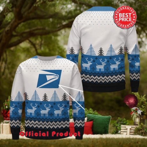 Usps Wool Logo Reindeer Snowflake Ugly Christmas Sweater