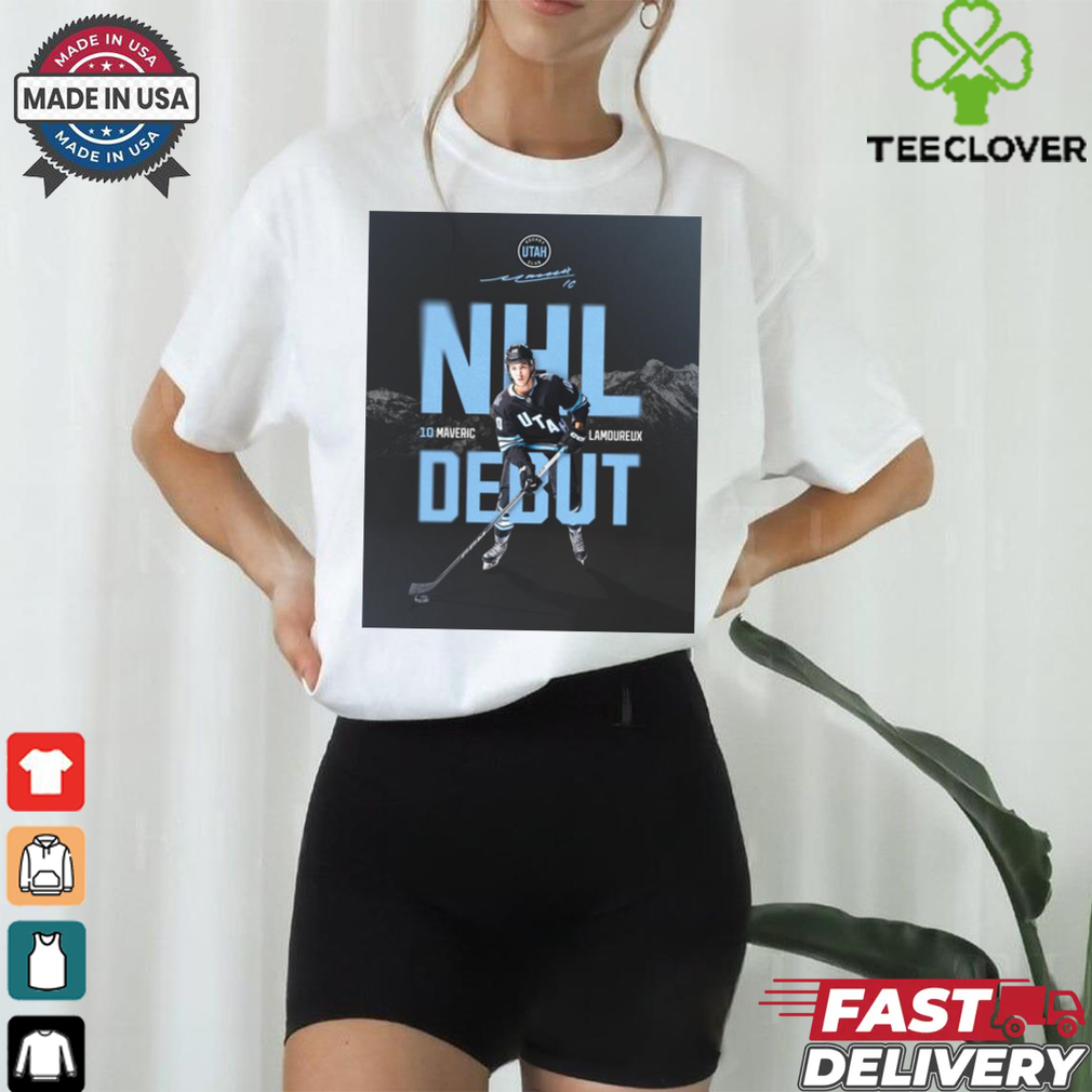 Utah Hockey Club NHL Debut Maveric Lamoureux Signature Poster t shirt Utah Hockey Club NHL Debut Maveric Lamoureux Signature Poster t shirt