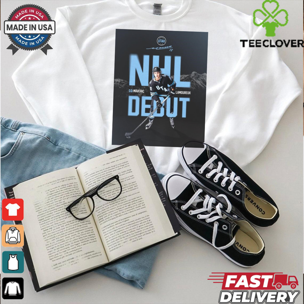 Utah Hockey Club NHL Debut Maveric Lamoureux Signature Poster t shirt Utah Hockey Club NHL Debut Maveric Lamoureux Signature Poster t shirt