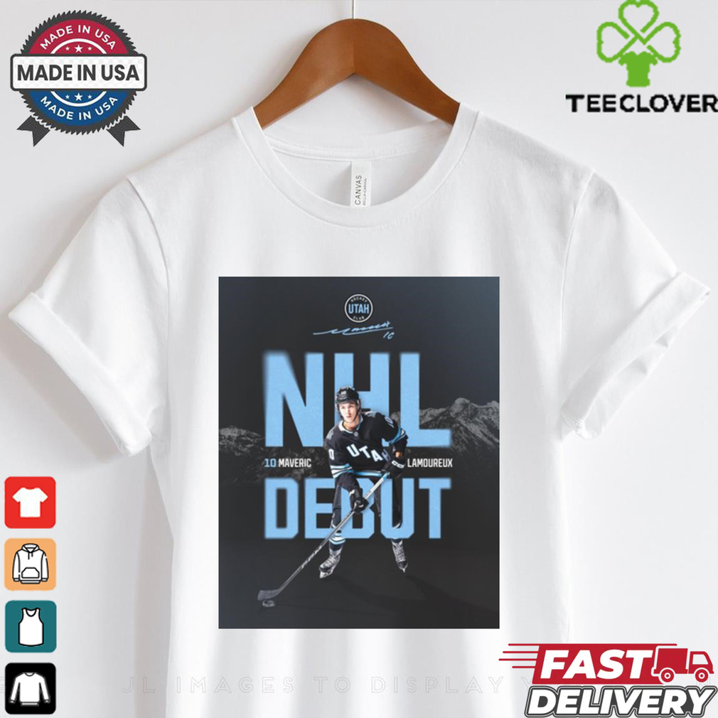 Utah Hockey Club NHL Debut Maveric Lamoureux Signature Poster t shirt Utah Hockey Club NHL Debut Maveric Lamoureux Signature Poster t shirt