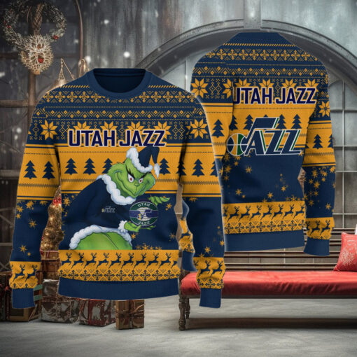 Utah Jazz Grinch Christmas Ugly Sweater