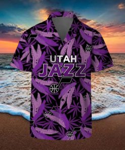 Utah Jazz Summer Hawaii Team Shirt Pattern Leaves Vintage Art Hawaiian Shirts And Beach Shorts