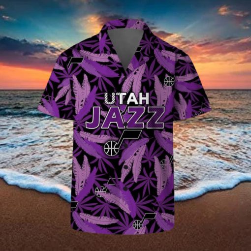 Utah Jazz Summer Hawaii Team Shirt Pattern Leaves Vintage Art Hawaiian Shirts And Beach Shorts