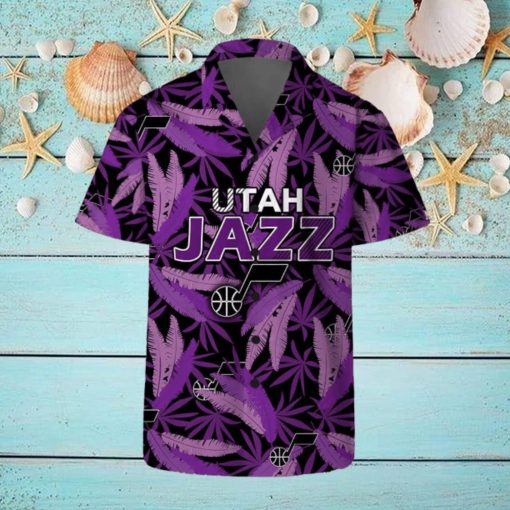 Utah Jazz Summer Hawaii Team Shirt Pattern Leaves Vintage Art Hawaiian Shirts And Beach Shorts