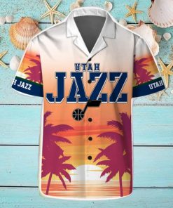 Utah Jazz Summer Hawaii Team Shirt Pattern Sunset Tropical Hawaiian Shirts And Beach Shorts