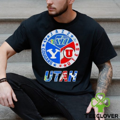 Utah Sports Teams, Utah Jazz, Utah Utes And Cougars T Shirt