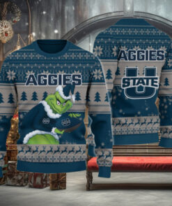 Utah State Aggies Grinch Ugly Christmas Sweater