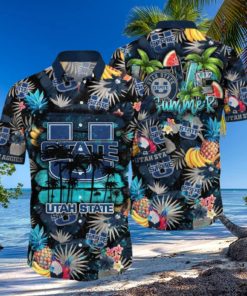 Utah State Aggies NCAA3 Aloha Tropical Summer Pattern Happy Hawaiian Shirt